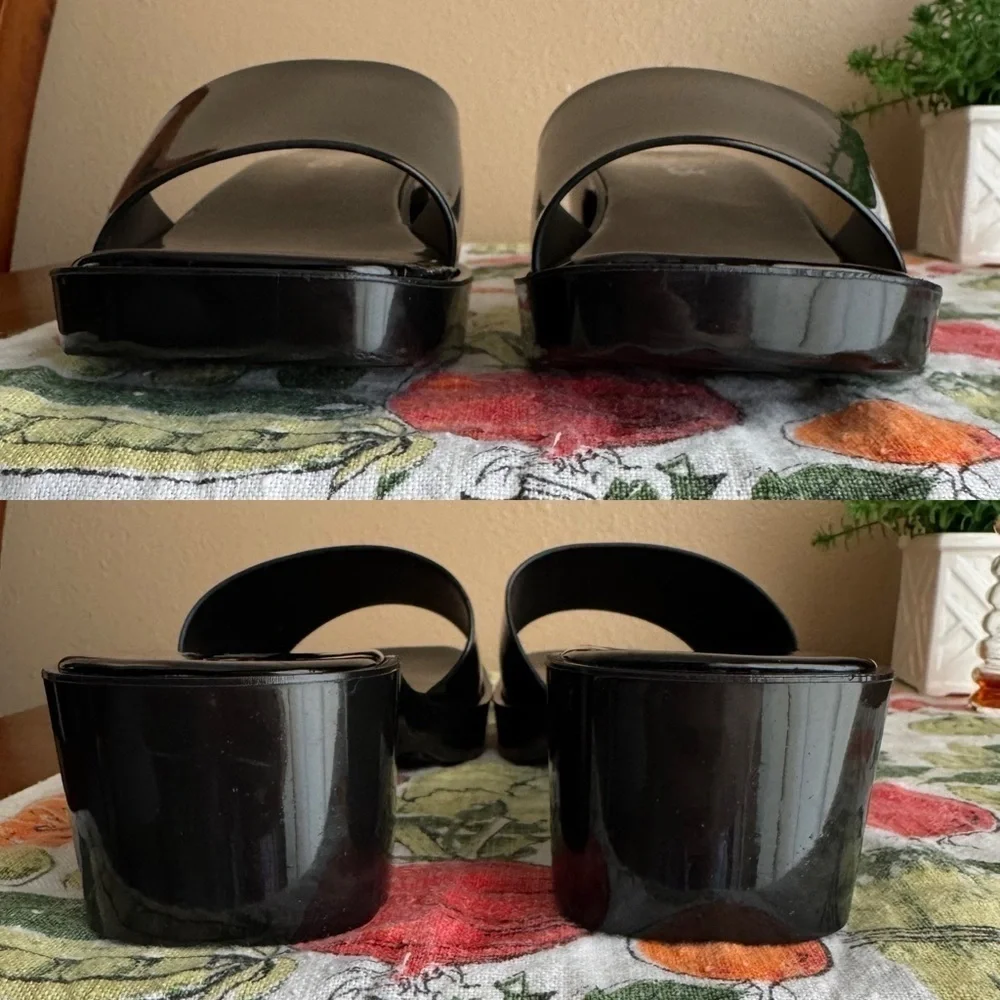 Vintage Mudd patent leather black platform sandals size 9